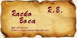 Racko Boca vizit kartica